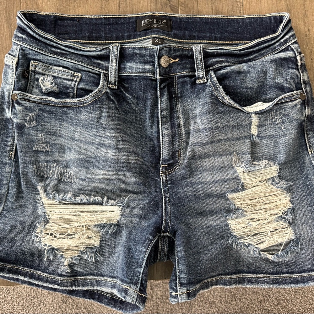 Judy Blue Classic Blue Denim Jean Distressed Shorts